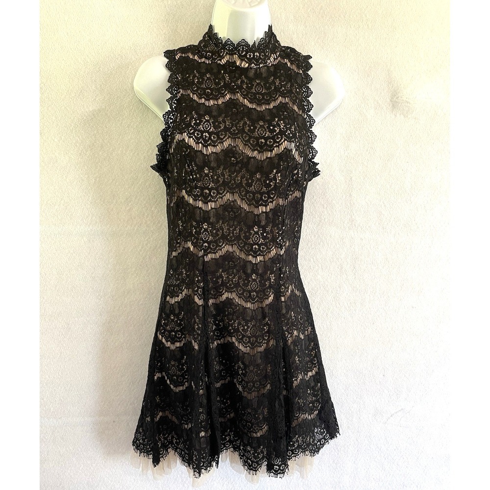 Francesca's Black Lace High Neck A-Liine‎ Small Whimsigoth Fairy Grunge Coquette